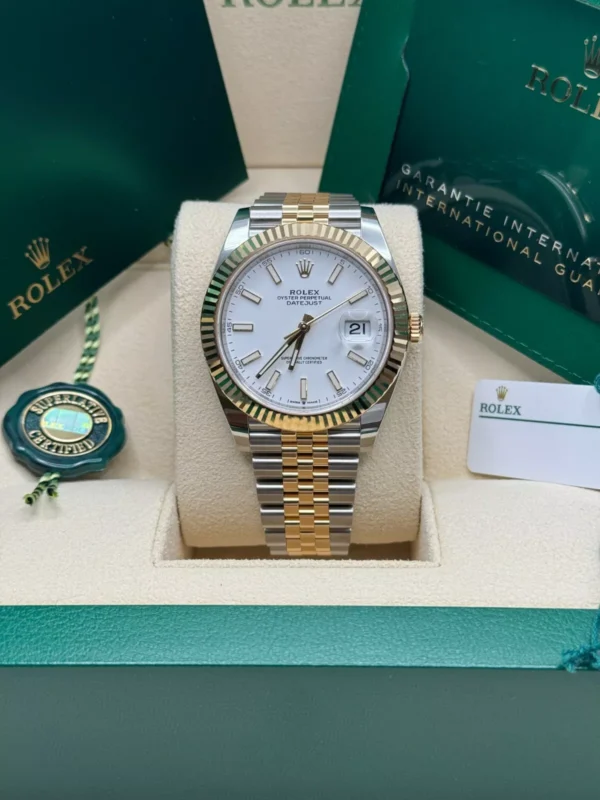 RLX Datejust 41mm 126333 White Index Oyster Steel and Yellow Gold Mens Watch