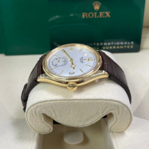 Rolex 1908 Yellow Gold White Dial Brown Alligator Strap - 52508-0006