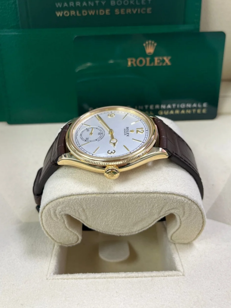 Rolex 1908 Yellow Gold White Dial Brown Alligator Strap - 52508-0006