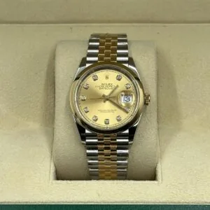RLX Datejust 36mm 126203 Champagne Set with Diamonds Dial Domed Bezel Oyster Bracelet
