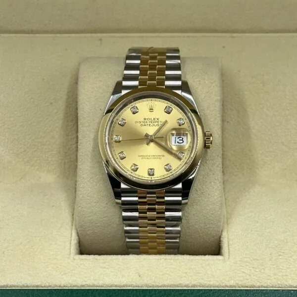 RLX Datejust 36mm 126203 Champagne Set with Diamonds Dial Domed Bezel Oyster Bracelet