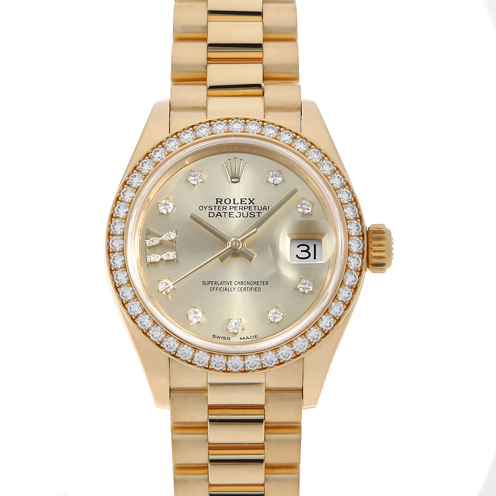 RLX Lady-Datejust 31mm 279138RBR Champagne Diamond Dial and Diamond Bezel Yellow Gold Bracelet