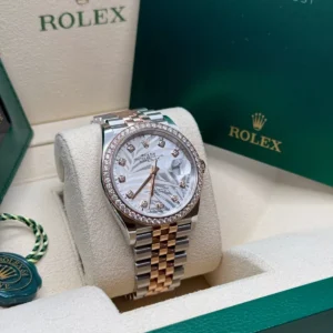 RLX Datejust 36mm 126281 Silver Palm Motif Diamond Dial Oyster Bracelet