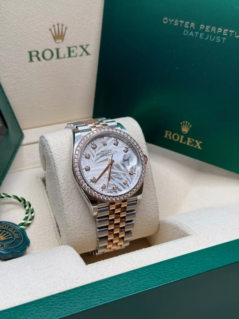 RLX Datejust 36mm 126281 Silver Palm Motif Diamond Dial Oyster Bracelet