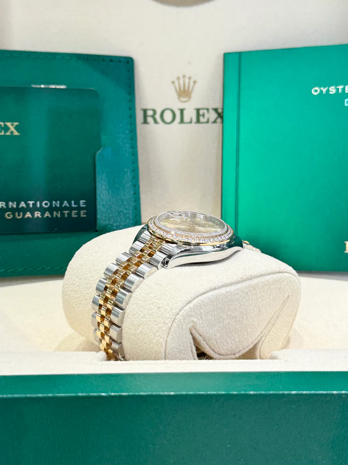 RLX Lady-Datejust 31mm 279383RBR Champagne Diamond Dial Yellow Rolesor Oyster Bracelet