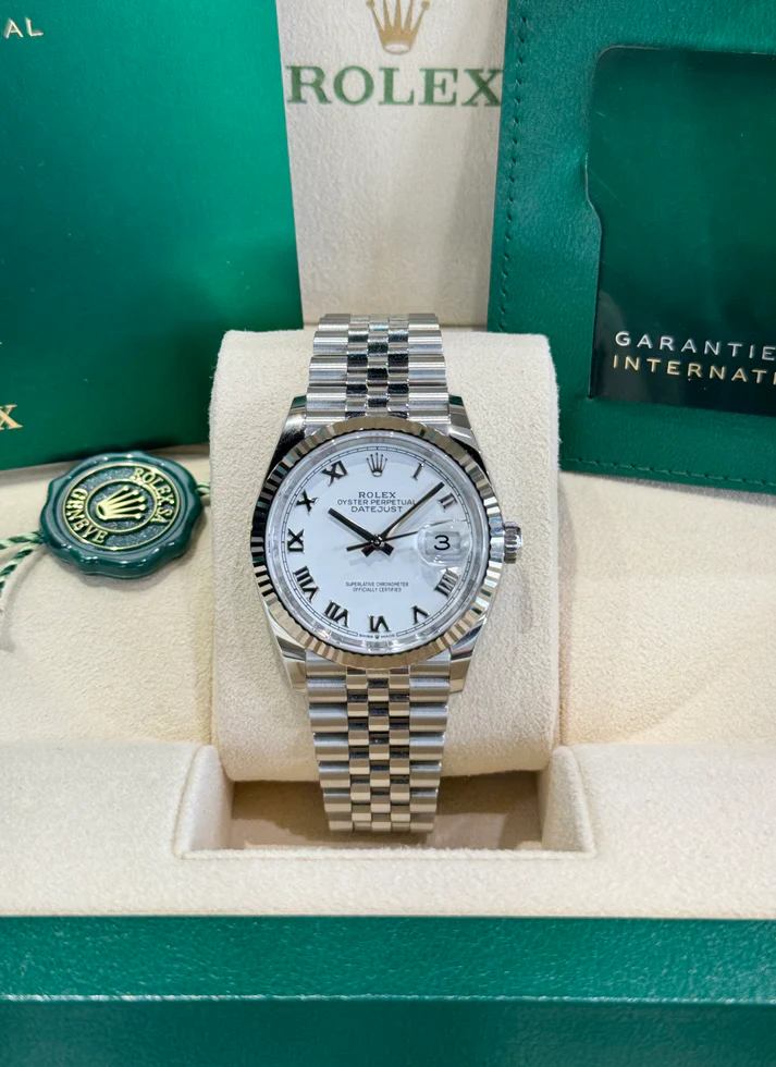 RLX Datejust 36mm 126234 White Roman Dial Oyster Stainless Steel Mens