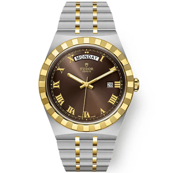 TUDOR Royal Date/Day 41mm S&G Brown Roman Dial Automatic Watch M28603-0007