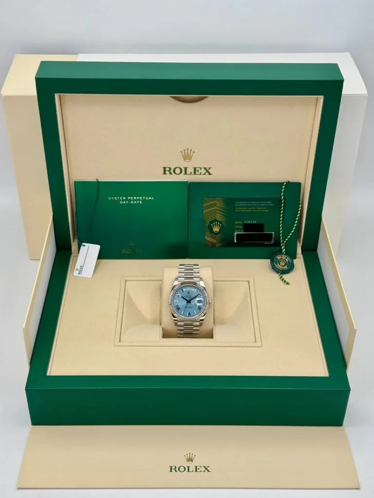 RLX Day-Date "President" 40mm Platinum Ice Blue Roman Dial - 228236