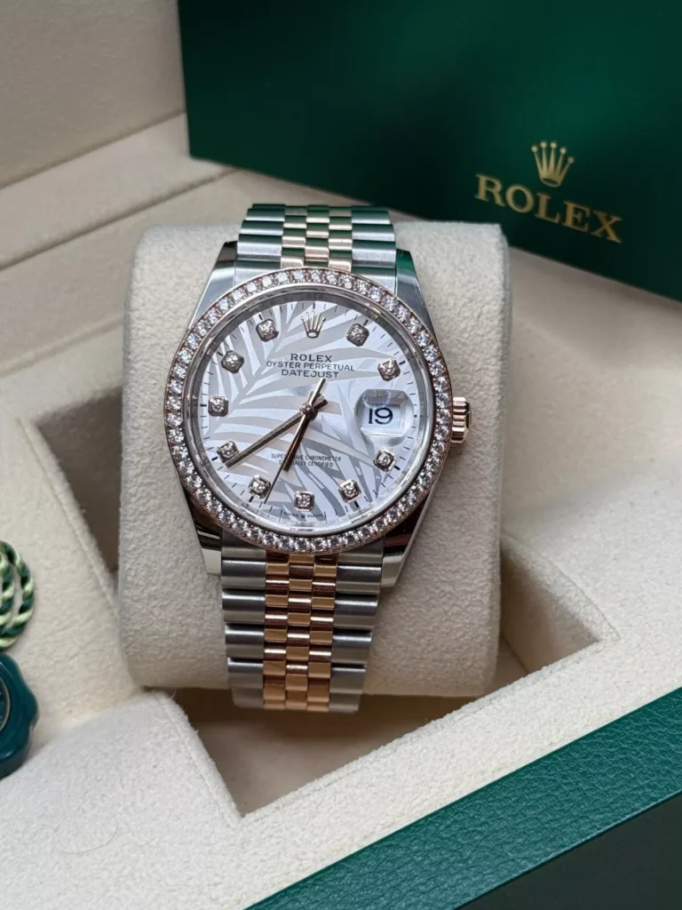 RLX Datejust 36mm 126281 Silver Palm Motif Diamond Dial Oyster Bracelet