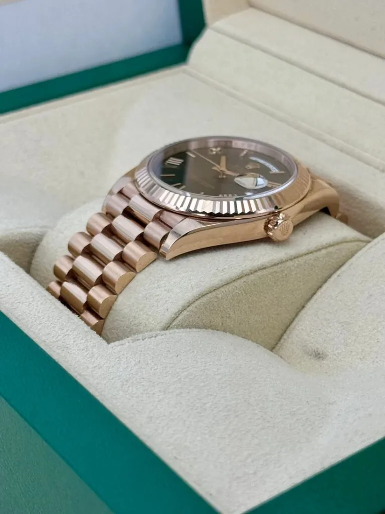 RLX Day-Date "President" 40mm Everose Gold Chocolate Roman Dial - 228235