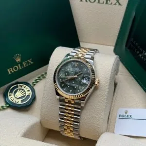 RLX Datejust m278273-0031/0032 31mm Olive Green Floral Motif Dial Stainless Steel and Yellow Gold Oyster Watch