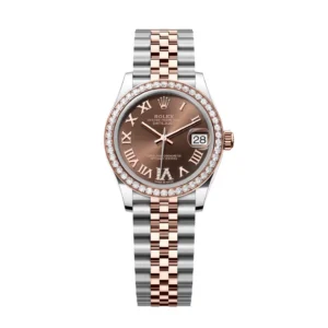RLX Datejust m278381-0005/0006 Chocolate Roman Diamond 31mm Dial Diamond-Set Bezel and Oyster Bracelet Watch