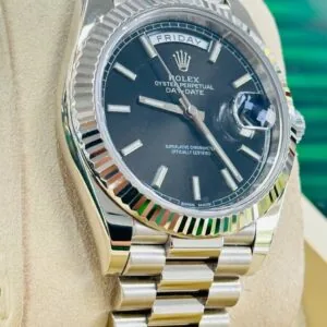 RLX Day-Date "President" 40mm White Gold Black Index Dial - 228239