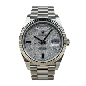 RLX Day-Date "President" 40mm White Gold Pave Diamond Sapphire Dial - 228239