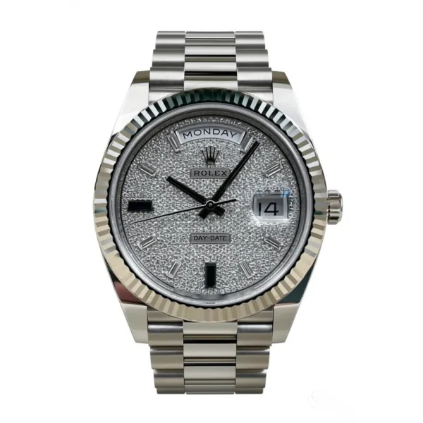 RLX Day-Date "President" 40mm White Gold Pave Diamond Sapphire Dial - 228239