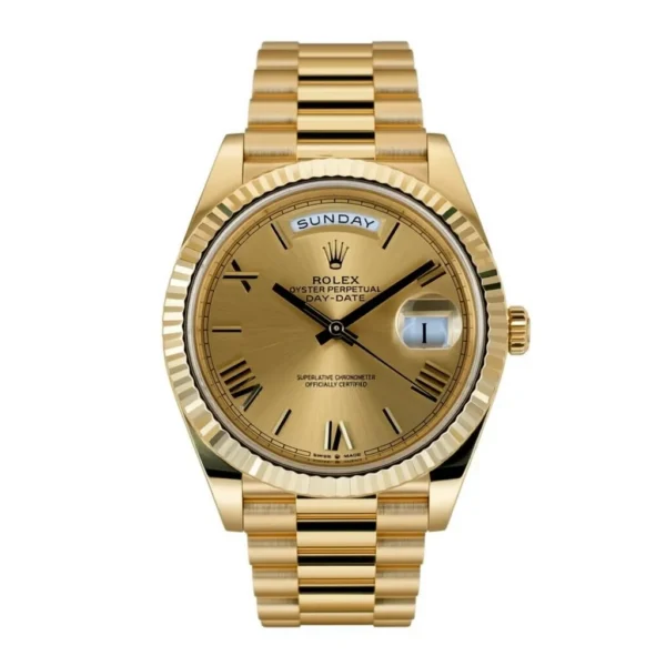 RLX Day-Date "President" 40mm Yellow Gold Champagne Roman Numeral Dial - 228238