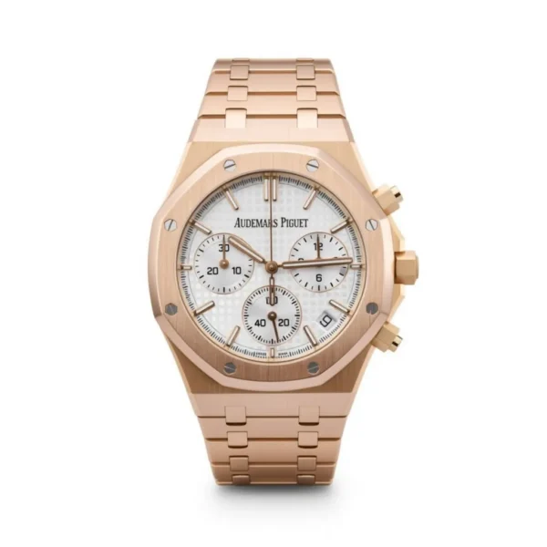 A&P ROYAL OAK Pink Gold Silver-Toned Dial CHRONOGRAPH 41mm