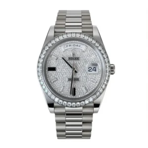 RLX 228349RBR-0036 Day-Date 40mm 18k White Gold Paved With Diamonds Watch