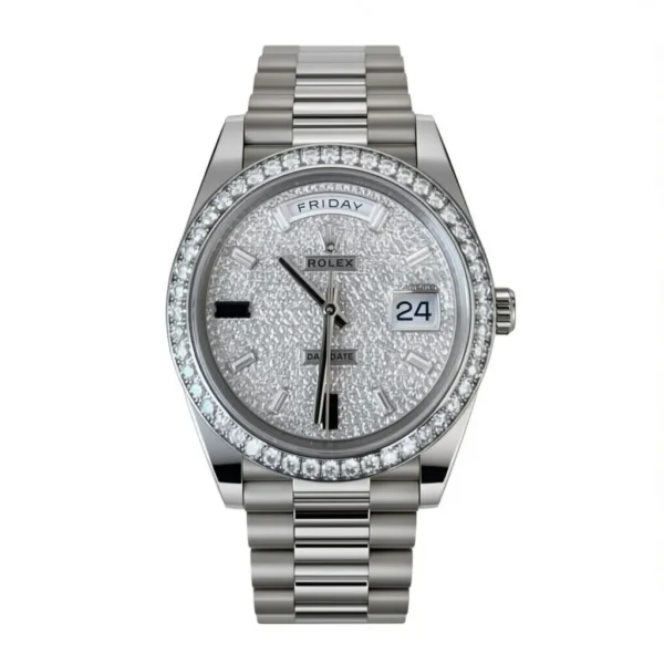 RLX 228349RBR-0036 Day-Date 40mm 18k White Gold Paved With Diamonds Watch