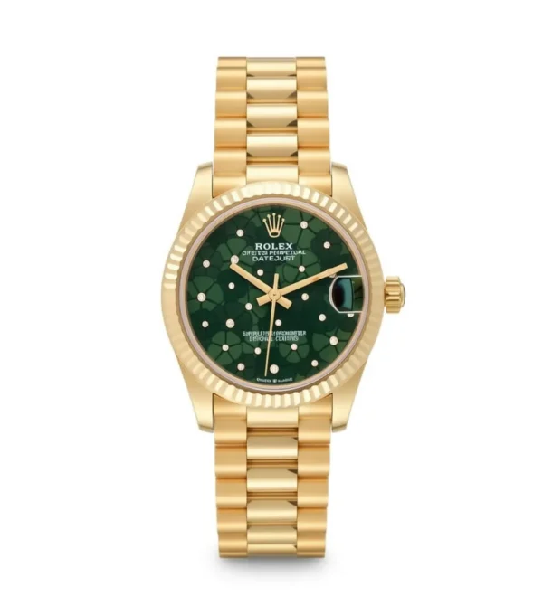 RLX Datejust m278278-0046 Olive Green Floral Motif 31mm President Bracelet Watch