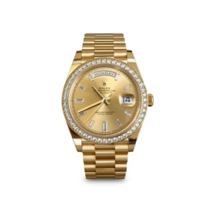 RLX Day-Date 40mm Champagne Diamond Dial and Bezel Yellow Gold President Bracelet 228348RBR-0002