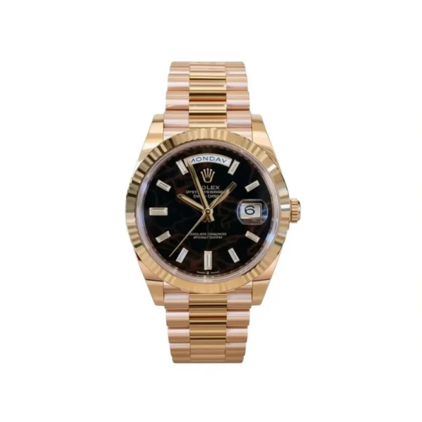 RLX Day-Date "President" 40mm Everose Eisenkiesel Diamond Baguette Dial - 228235