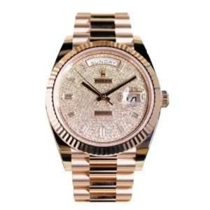 RLX Day-Date "President" 40mm Everose Gold Diamond Pave Dial - 228235