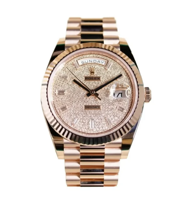RLX Day-Date "President" 40mm Everose Gold Diamond Pave Dial - 228235