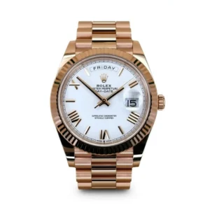 RLX Day-Date "President" 40mm Everose Gold White Roman Dial - 228235
