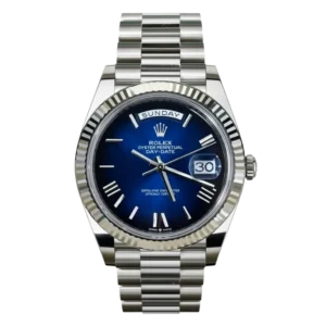RLX Day-Date "President" 40mm Platinum Blue Roman Ombre Dial - 228236
