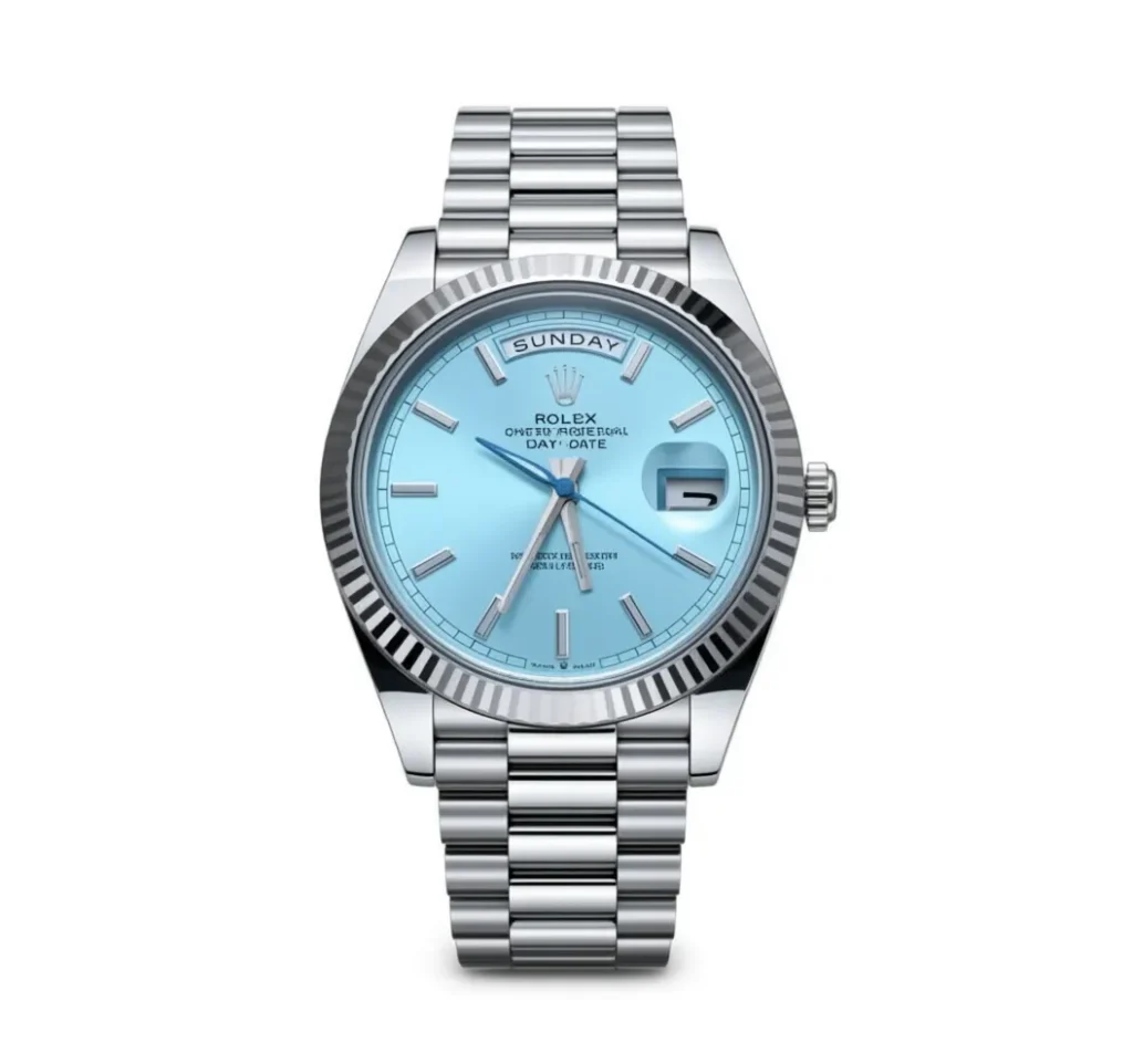 RLX Day-Date "President" 40mm Platinum Ice Blue Index Dial - 228236