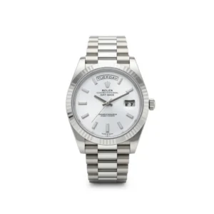 RLX Day-Date "President" 40mm White Gold Mother of Pearl Diamond Baguette Dial - 228239