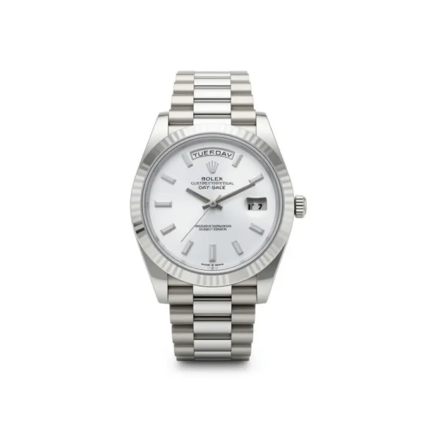 RLX Day-Date "President" 40mm White Gold Mother of Pearl Diamond Baguette Dial - 228239