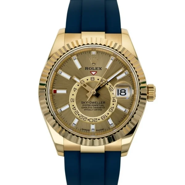 RLX Sky-Dweller 42mm Yellow Gold Champagne Dial Oysterflex - 336238