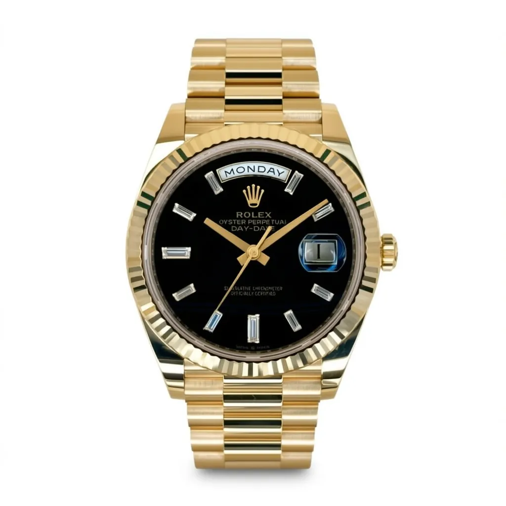 RLX Yellow Gold President Day Date 40mm Onyx Diamond Dial - 228238