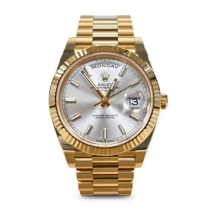 RLX Day-Date "President" 40mm Yellow Gold Silver Index Dial - 228238