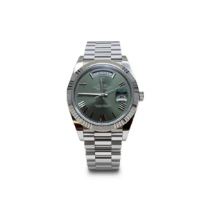 RLX Day-Date "President" 40mm Platinum Green Olive Roman Dial - 228236