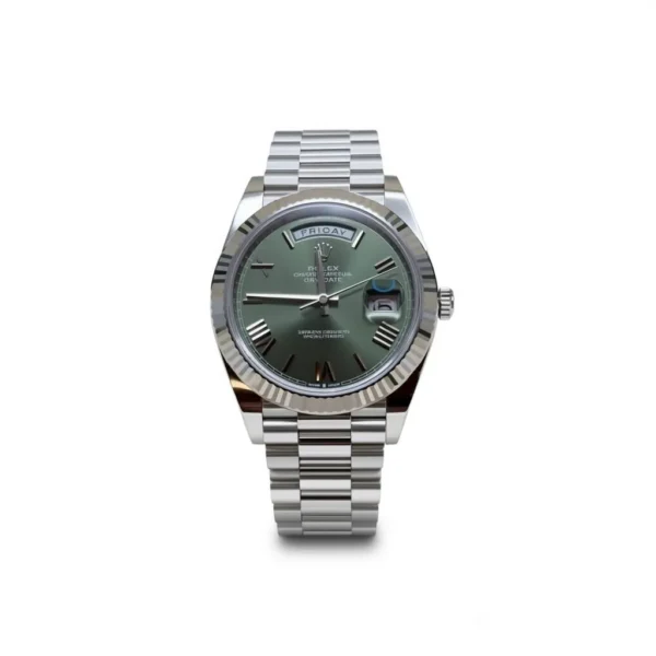 RLX Day-Date "President" 40mm Platinum Green Olive Roman Dial - 228236
