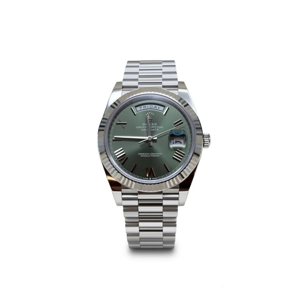 RLX Day-Date "President" 40mm Platinum Green Olive Roman Dial - 228236