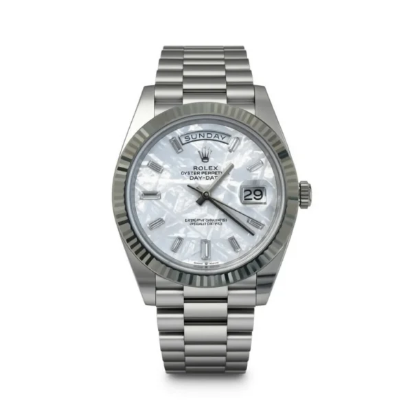 RLX Day-Date "President" 40mm Platinum Meteorite Diamond Baguette Dial - 228236