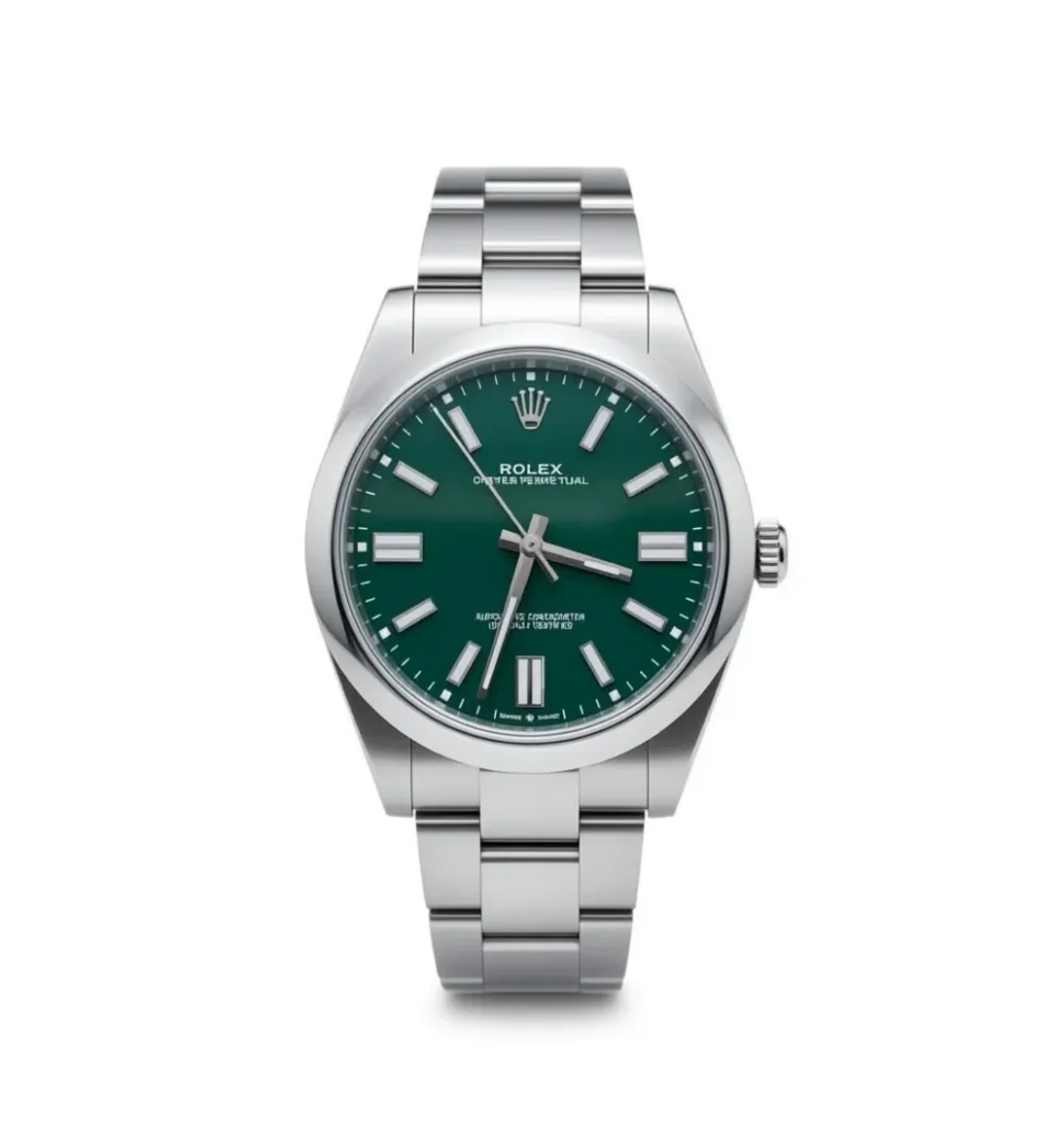 RLX Oyster Perpetual 41mm 124300-0005 Green Index Dial & Smooth Bezel Oyster Bracelet Men’s Watch