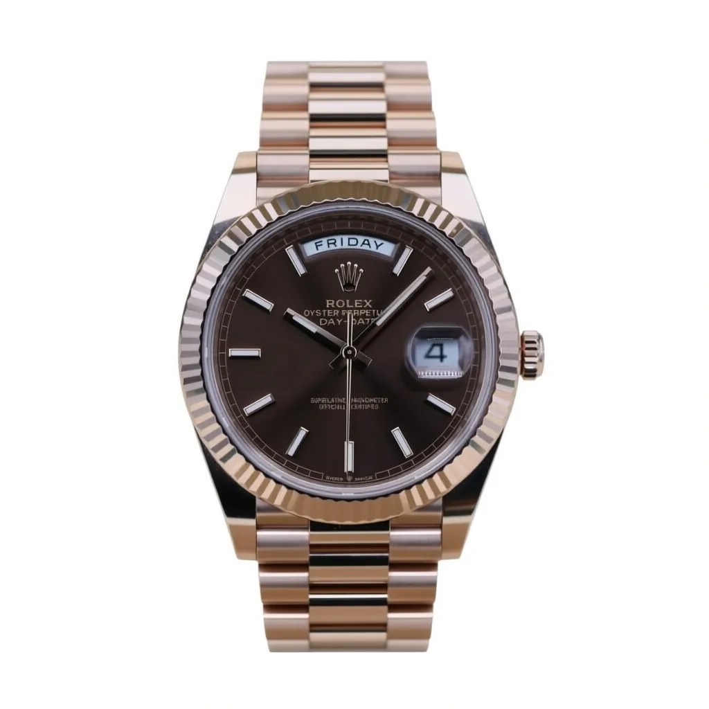 RLX Day-Date "President" 40mm Everose Gold Chocolate Index Dial - 228235