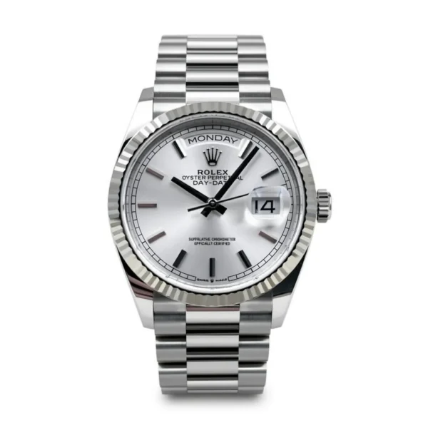 RLX Day-Date "President" 40mm Silver Diamonds Dial 228236-0002