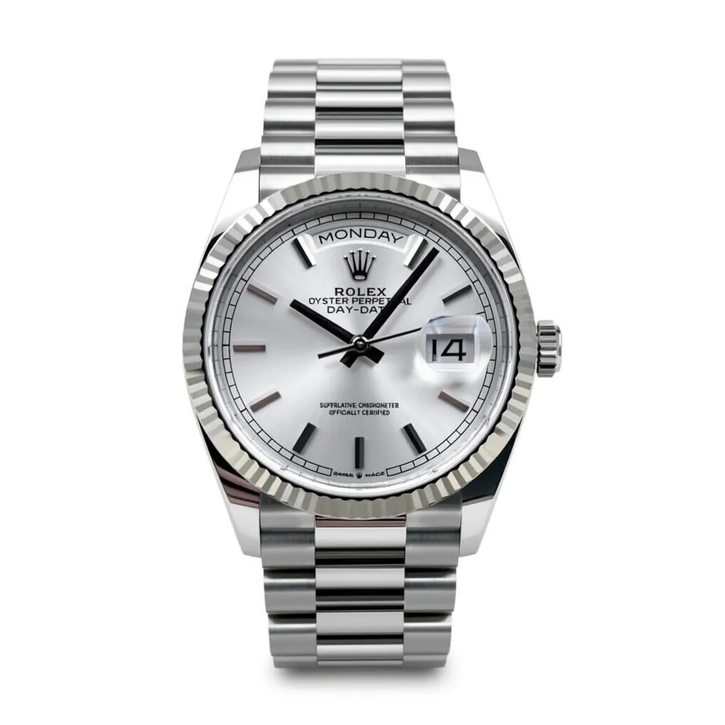 RLX Day-Date "President" 40mm Silver Diamonds Dial 228236-0002
