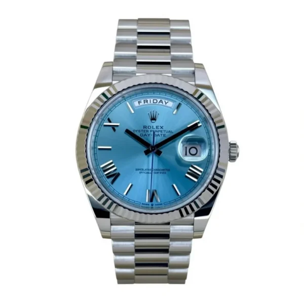 RLX Day-Date "President" 40mm Platinum Ice Blue Roman Dial - 228236