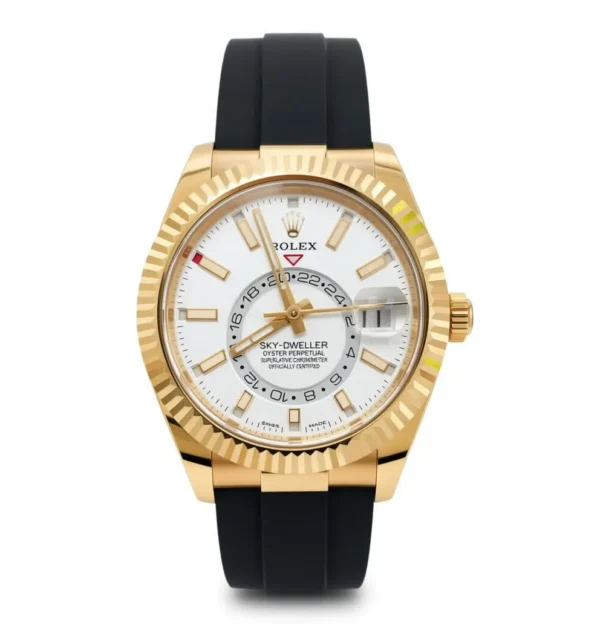 RLX Sky-Dweller 42mm Yellow Gold White Dial Oysterflex - 336238