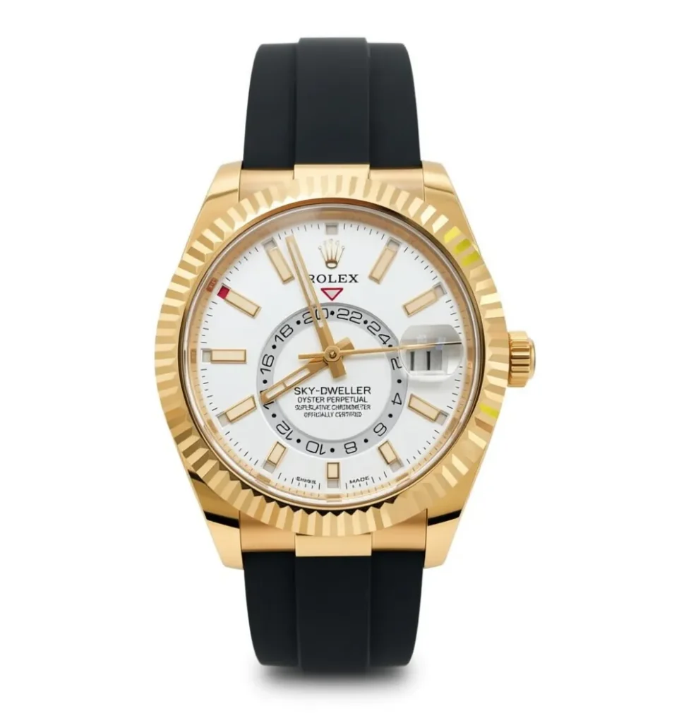 RLX Sky-Dweller 42mm Yellow Gold White Dial Oysterflex - 336238