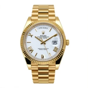 RLX Day-Date "President" 40mm Yellow Gold White Roman Dial - 228238