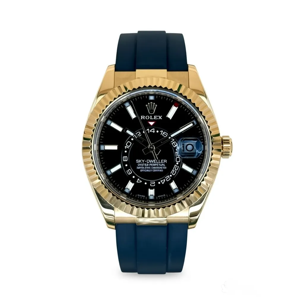 RLX Sky-Dweller 42mm Yellow Gold Black Dial Oysterflex - 336238