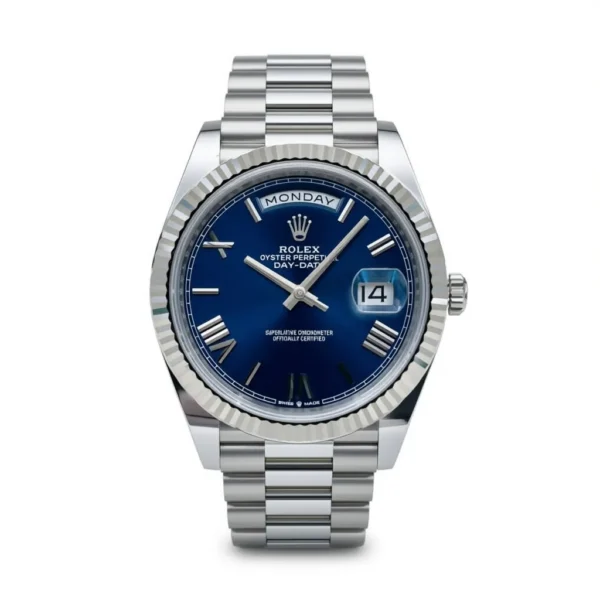 RLX Day-Date "President" 40mm White Gold Blue Roman Dial - 228239